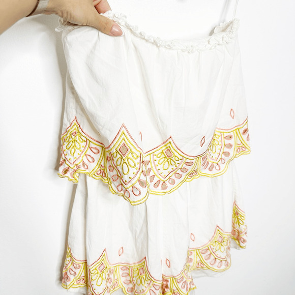 Lovers + Friends Kristine Strapless Romper Sunset White eyelet ruffled womens S - Picture 3 of 7